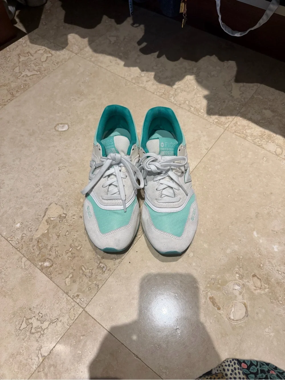 New Balance Women's Mint Green and White Sneakers